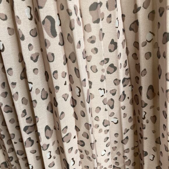 Exlura Women's Boho Leopard Print Pleated Midi Skirt Size L Safari Neutral Boho - Picture 12 of 12